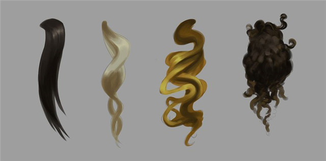 ps绘画教程:四种基本头发类型的绘制 
